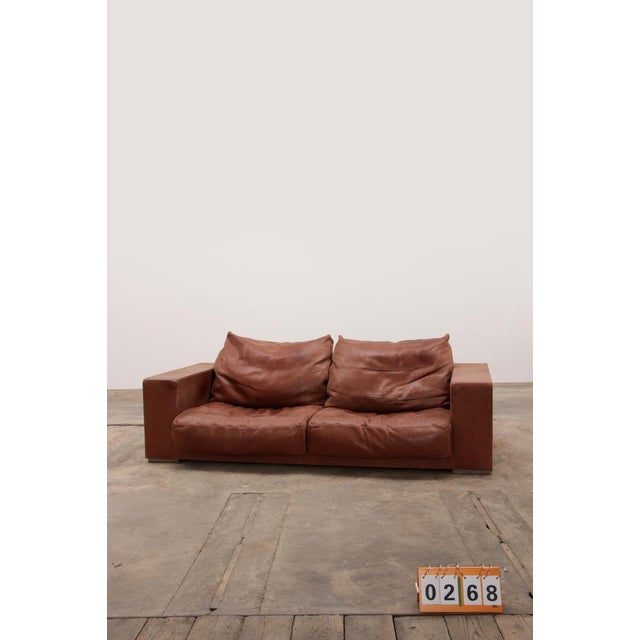 Vintage Budapest Sofa in Cognac Color by Paola Navone for Baxter, 1990s For Sale - Image 16 of 17