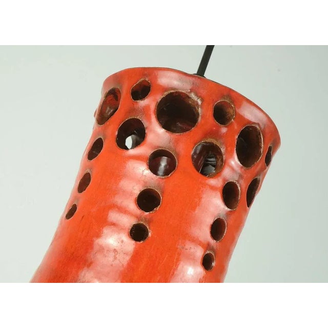 Mid-Century Pendant Light with Orange Ceramic Shade, 1970s For Sale - Image 9 of 11