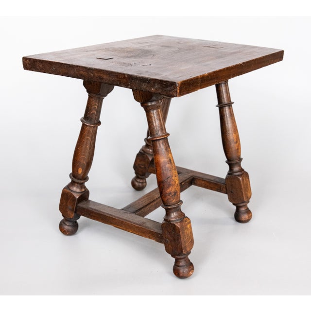 Farmhouse Antique 19th Century English Oak Joint Stools Side Tables - A Pair For Sale - Image 3 of 12