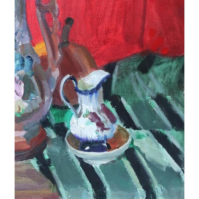 1980s Floral Still Life Oil Painting, Ukrainian Soviet Art (1985) 75-75 For Sale - Image 5 of 6