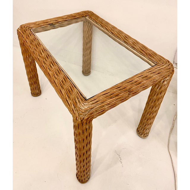 Relocation Super Sale! 1980s Twisted Rattan Modern Coastal Style Side Table For Sale In Miami - Image 6 of 11