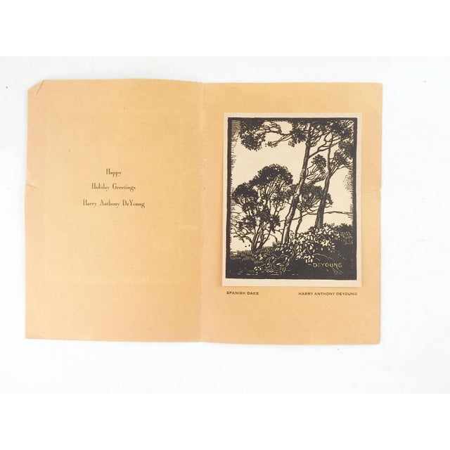 Rustic Vintage Harry Anthony DeYoung Spanish Oaks Block Print For Sale - Image 3 of 4