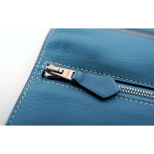 Animal Skin Hermes Blue Jean Veau Swift Leather Zip Zap Compact Wallet, C. 2008 For Sale - Image 7 of 11