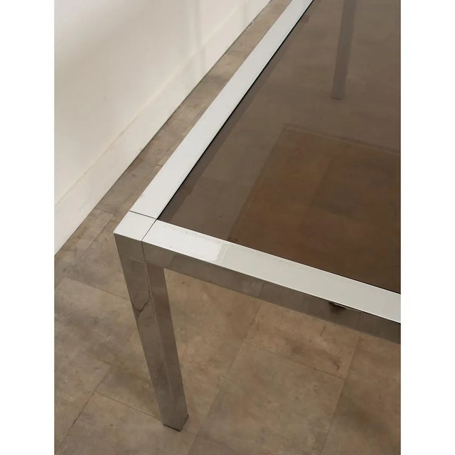 Chrome Mid-Century Glass & Chrome Dining Table in the Manner of Baughman For Sale - Image 8 of 13