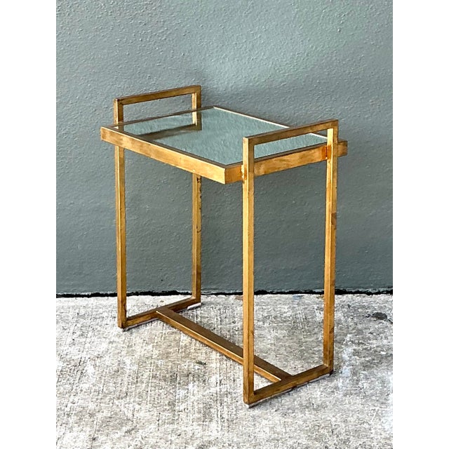 Vintage Metal and Mirrored Glass Side Table For Sale - Image 11 of 12