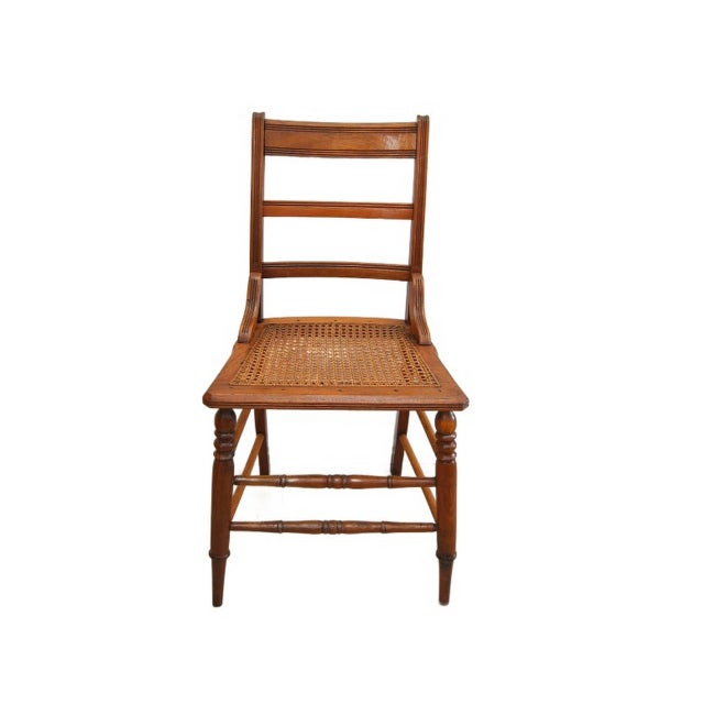 A set of 4 (four) American Classical Walnut Wood Chairs with Caned Seats c19th century (last quarter). Dimensions: 33 1/2...