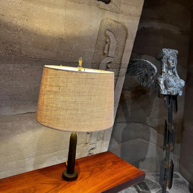 Mid-Century Modern Patinated Bronze Bullet Table Lamp, 1960s Design For Sale - Image 4 of 9