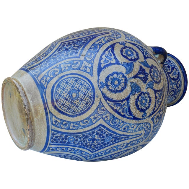 Ceramic Blue Vase W/ Andalusian Motif For Sale - Image 7 of 11