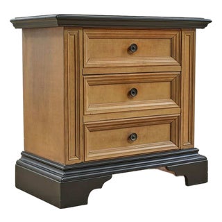 Bedside Table in Wood with Black Details For Sale