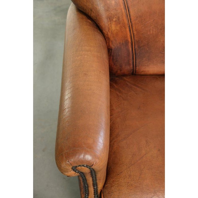 Vintage Sheepskin Armchair with Decorative Nails For Sale - Image 7 of 13