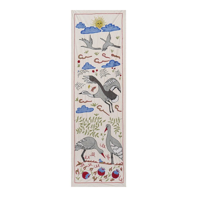 Uzbek Suzani Wall Art - Animal Pictorial Wall Decor For Sale