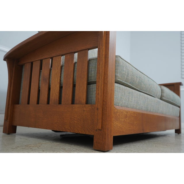 2000 - 2009 Stickley Mission Oak Arts & Crafts Upholstered Sofa For Sale - Image 5 of 18