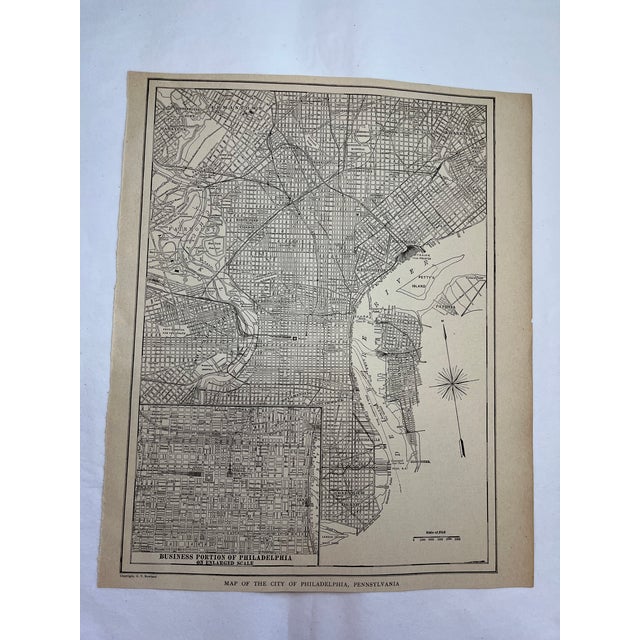 1920s Antique 1920s Pittsburgh Pennsylvania City Map For Sale - Image 5 of 5