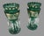 Emerald Pair Antique Victorian 14" Emerald Green & Gilt Art Glass Mantle Lusters With Prisms For Sale - Image 8 of 12