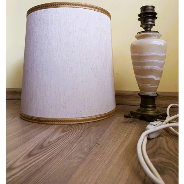 Neoclassical Brass and Stone Table Lamp, 1950s For Sale - Image 10 of 18