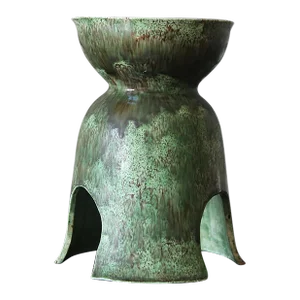 Mid 20th Century One of a Kind Dripping Light Green Glazed Signed Vase