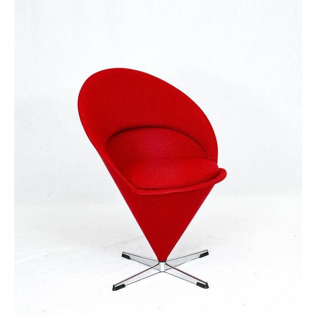 Verner Panton "Cone" chair designed in 1958 and produced by Plus-Linje. NOTE: We have more if you want to make a set.