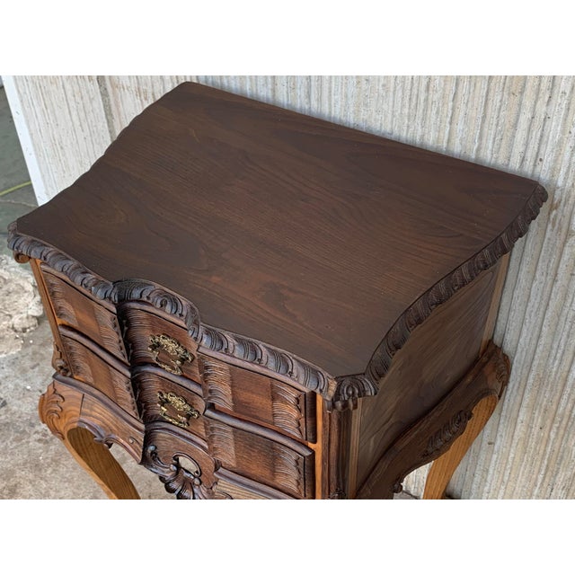 Brown 19th Century French Bedsides Tables With Carved Drawers - a Pair For Sale - Image 8 of 13