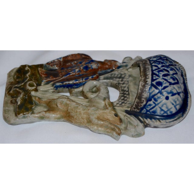 Early 20th Century Polychromed Ceramic Hunting Theme Match Safe For Sale - Image 9 of 13
