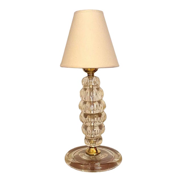 1950s Italian Murano Glass and Brass Vintage Table Lamp For Sale