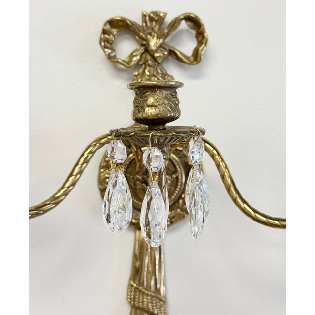 Vintage French Empire Brass Multi-Arm Wall Candle Sconces, a Pair For Sale In Kansas City - Image 6 of 7