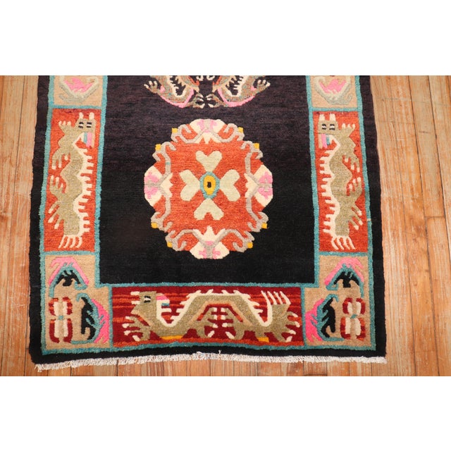 Late 20th Century Vintage Colorful Tibetan Rug For Sale - Image 5 of 7