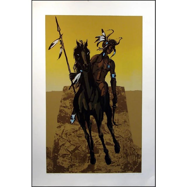 1990s Dean Meeker War Eagle Original Signed Intaglio Collagraph For Sale - Image 5 of 5