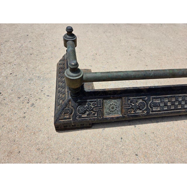 Vintage Brass Fireplace Fender For Sale - Image 4 of 6