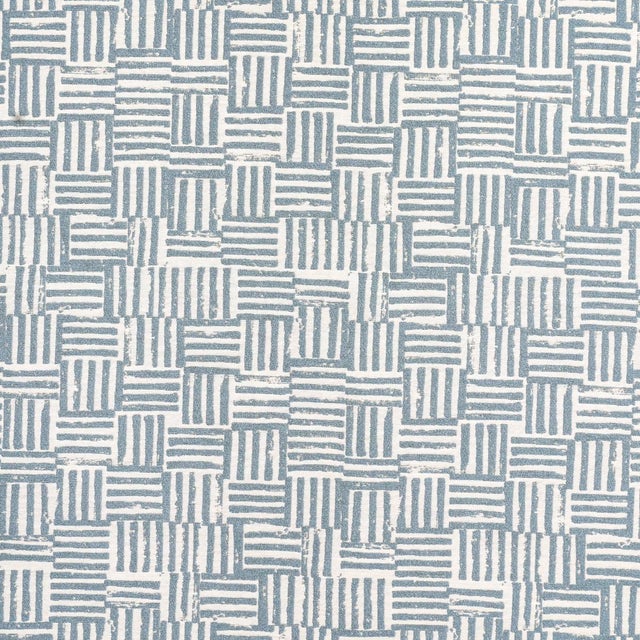 SAMPLE - Schumacher x Caroline Z Hurley Patchwork Fabric In Ocean For Sale