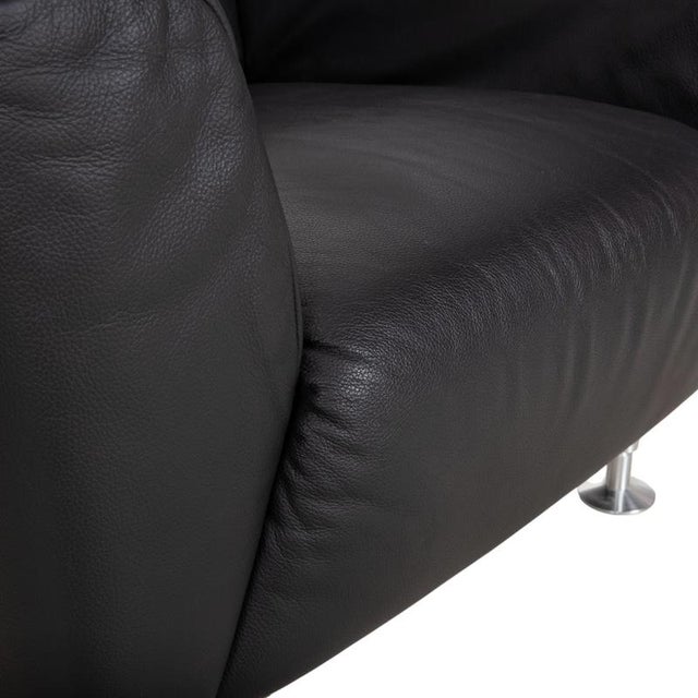 Animal Skin Set of 250 Lounge Chair and Ottoman in Black Leather from Rolf Benz For Sale - Image 7 of 18