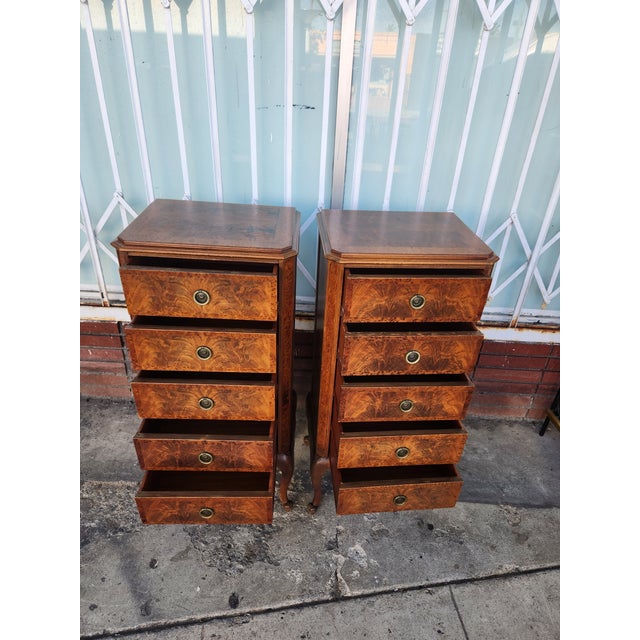 1950s Pair of Tall Chests Drawers For Sale - Image 4 of 7