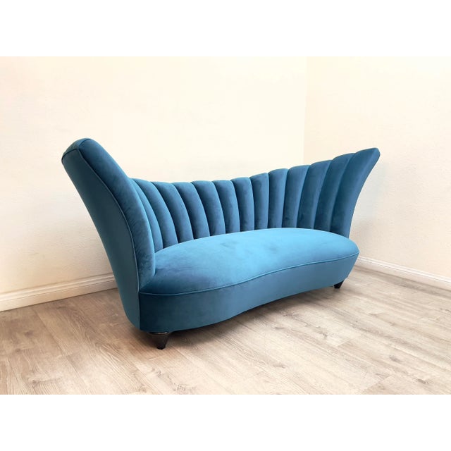 Textile Vintage Channel Back Sofa For Sale - Image 7 of 13