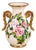 Italian Hand-Painted Rose Ceramic Vase With 24k Gold Scroll Handles For Sale
