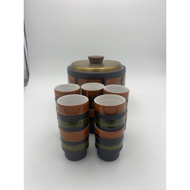 Pottery Punch Bowl and Cups from Dümler & Breiden, West Germany, 1970s, Set of 11, in Good conditions. Designed 1970 to...