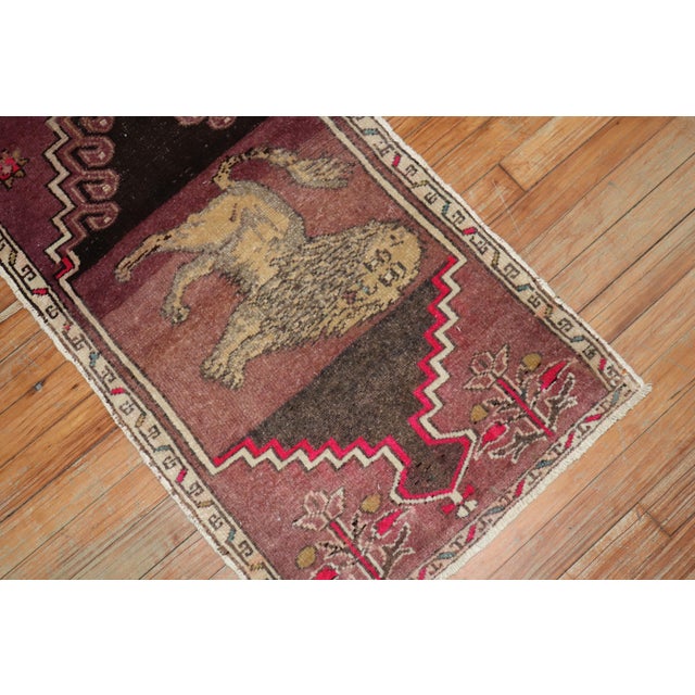 Lion Turkish 20th Century Wool Rug - 1'10" x 3'2" For Sale In New York - Image 6 of 6
