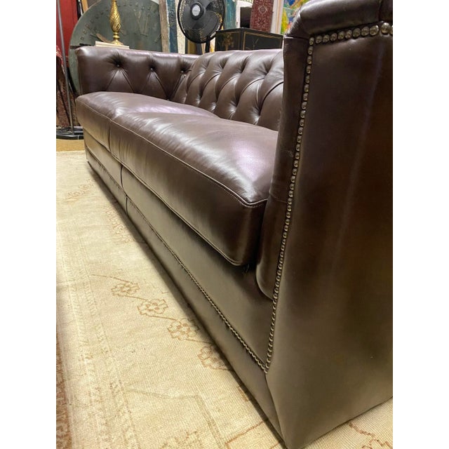 Contemporary Olivia & Quinn Modern Button and Tufted “Spellbound Leather” Sofa For Sale - Image 11 of 12