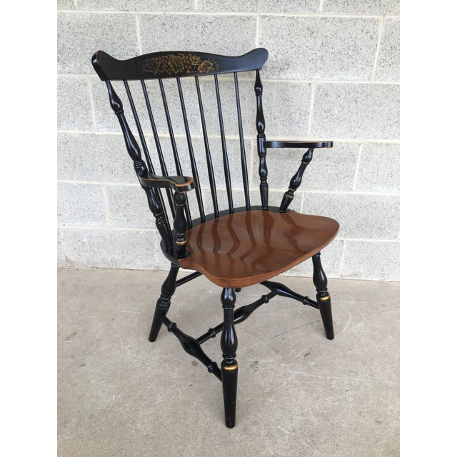 L. Hitchcock Black Harvest Fan Back Windsor Dining Chairs Set of 4