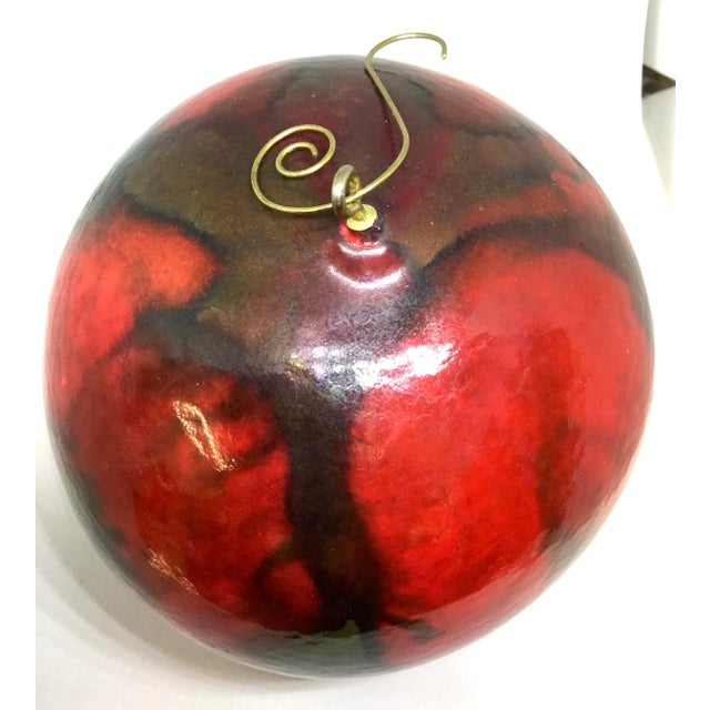 Large Round Vintage Gourd Hand Painted Hanging Ornament For Sale - Image 9 of 11
