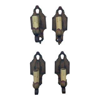 Antique Lincoln No 904 Art Deco Painted Wall Sconces - Set of 4 Rewired For Sale