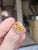 Set in 18k Gold, Orange Sapphire & Tapered Baguette Diamond Engagement Ring, Size 6 For Sale - Image 10 of 10