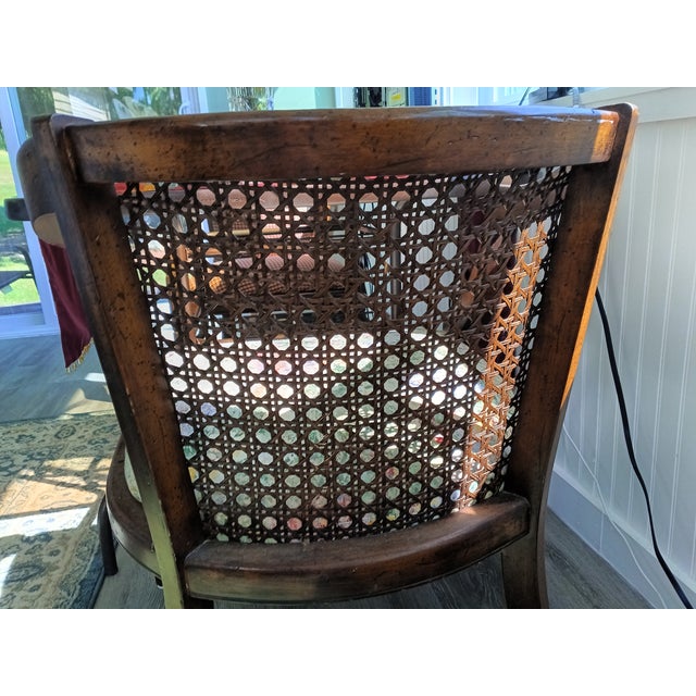 Vintage Traditional Cane Barrel Back Accent Armchair For Sale - Image 10 of 12