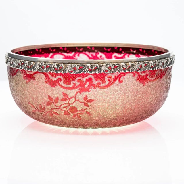 Baccarat Pattern Bright Crimson Acid Etched Bowl, France, 1900s For Sale - Image 4 of 11