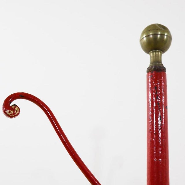Red Metal Freestanding Coat Rack with Curved Hooks For Sale - Image 3 of 8