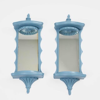 Vintage Chinoiserie Pagoda Mirrored Wall Shelves - A Pair For Sale