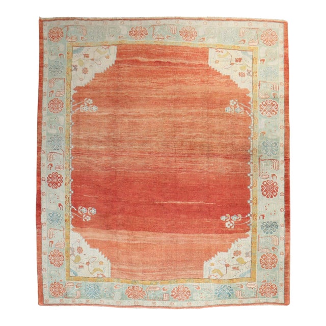 Early 20th Century Antique Zabihi Collection Turkish Oushak Square Rug - 8'10" x 10' For Sale