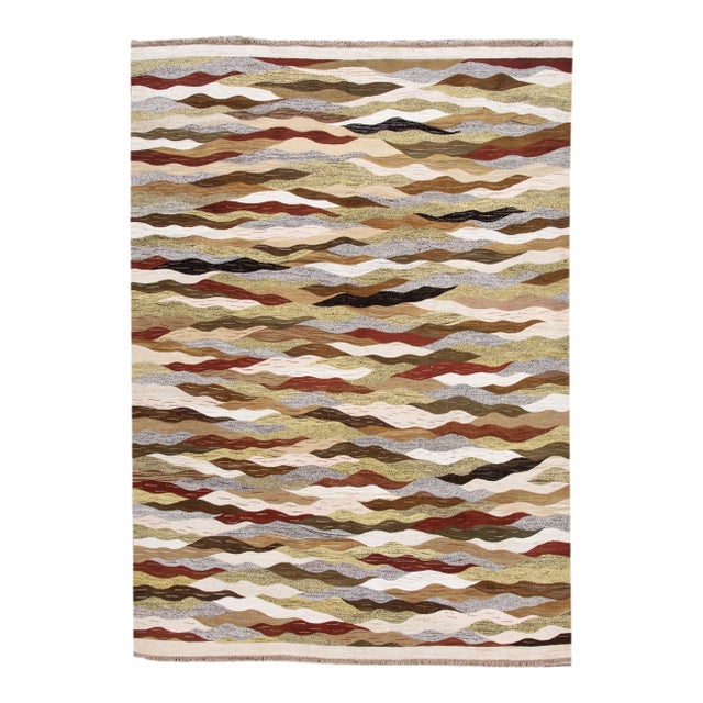 21st Century Modern Flatweave Wool Rug For Sale