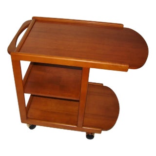 Vintage Mobile Bar in Beech & Teak, 1970s For Sale