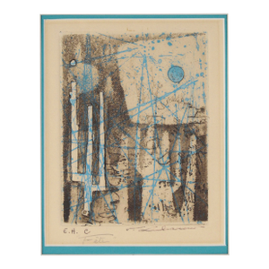 "Fete" Mid Century Modern Abstract Etching & Aquatint on Paper (Artist's Proof) by Renée Lubarow