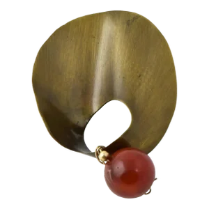 Mexican Modernist Carnelian Sterling Silver Brooch