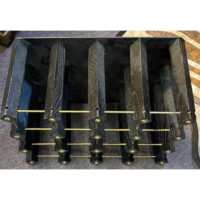 Mid Century Wood Wine Holder Rack in Black For Sale - Image 4 of 6